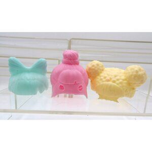 Wigs for 3" L.O.L. Dolls Plastic Creamy White, Pink & Light Green